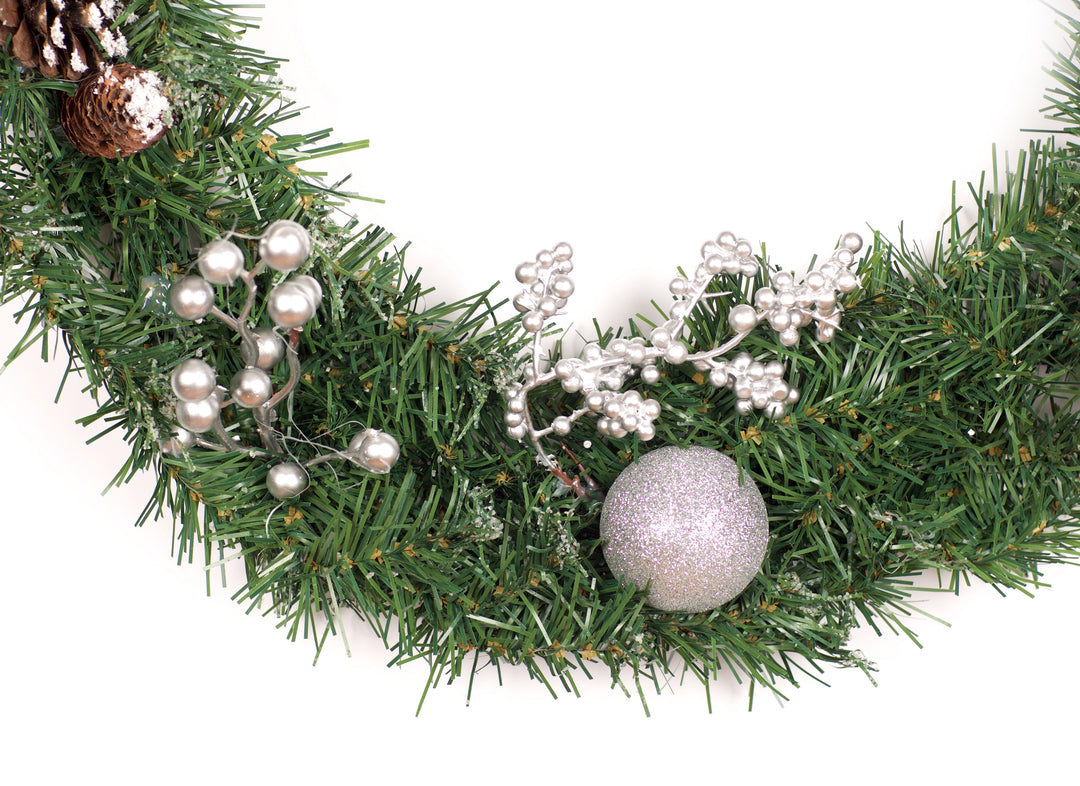6ft - 9ft or 12ft White/Silver Christmas Garland - Optional Lights