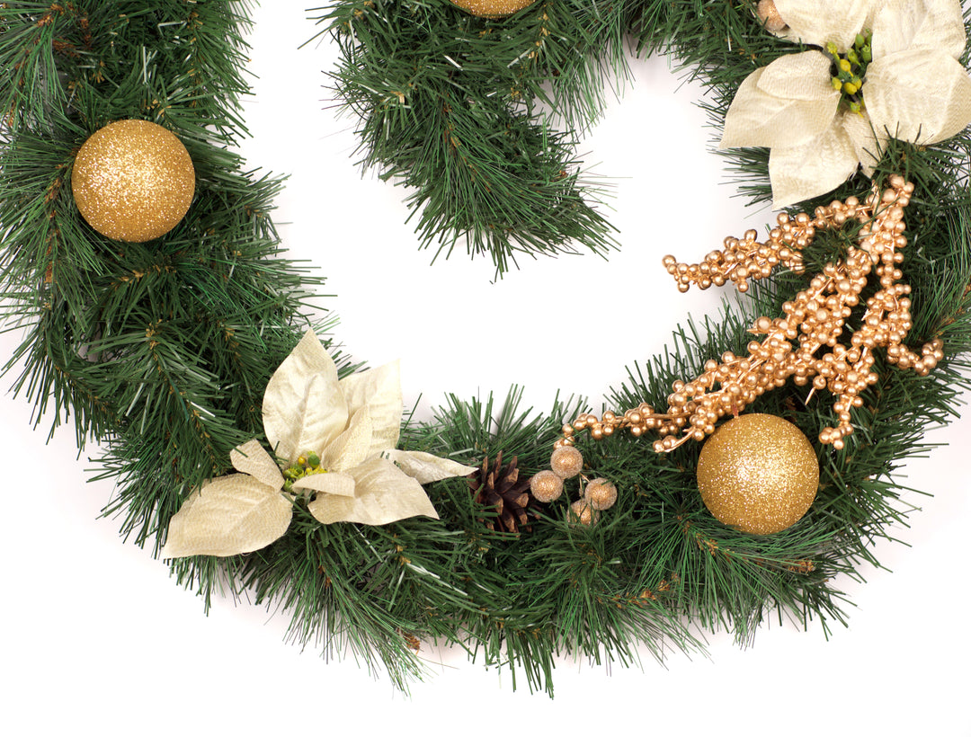 Best Artificial Christmas 6ft-9ft-12ft Gold Decorated Garland - Optional Lights