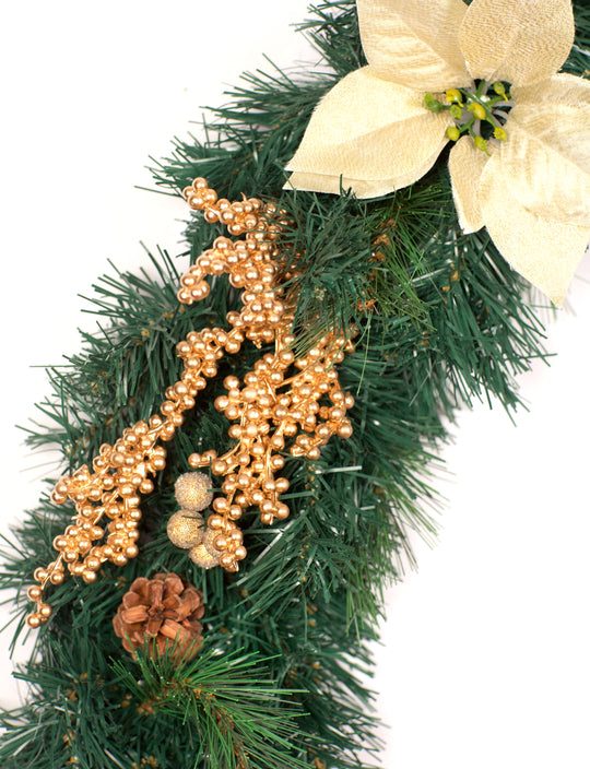 Best Artificial Christmas 6ft-9ft-12ft Gold Decorated Garland - Optional Lights