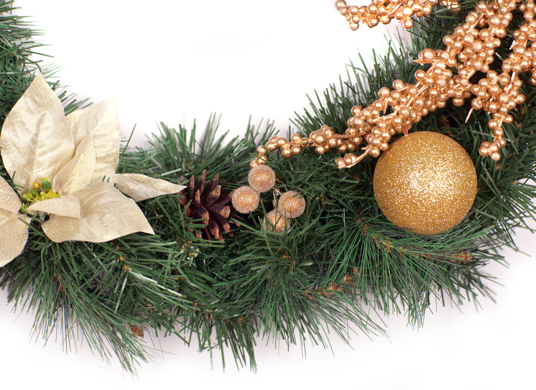 Best Artificial Christmas 6ft-9ft-12ft Gold Decorated Garland - Optional Lights
