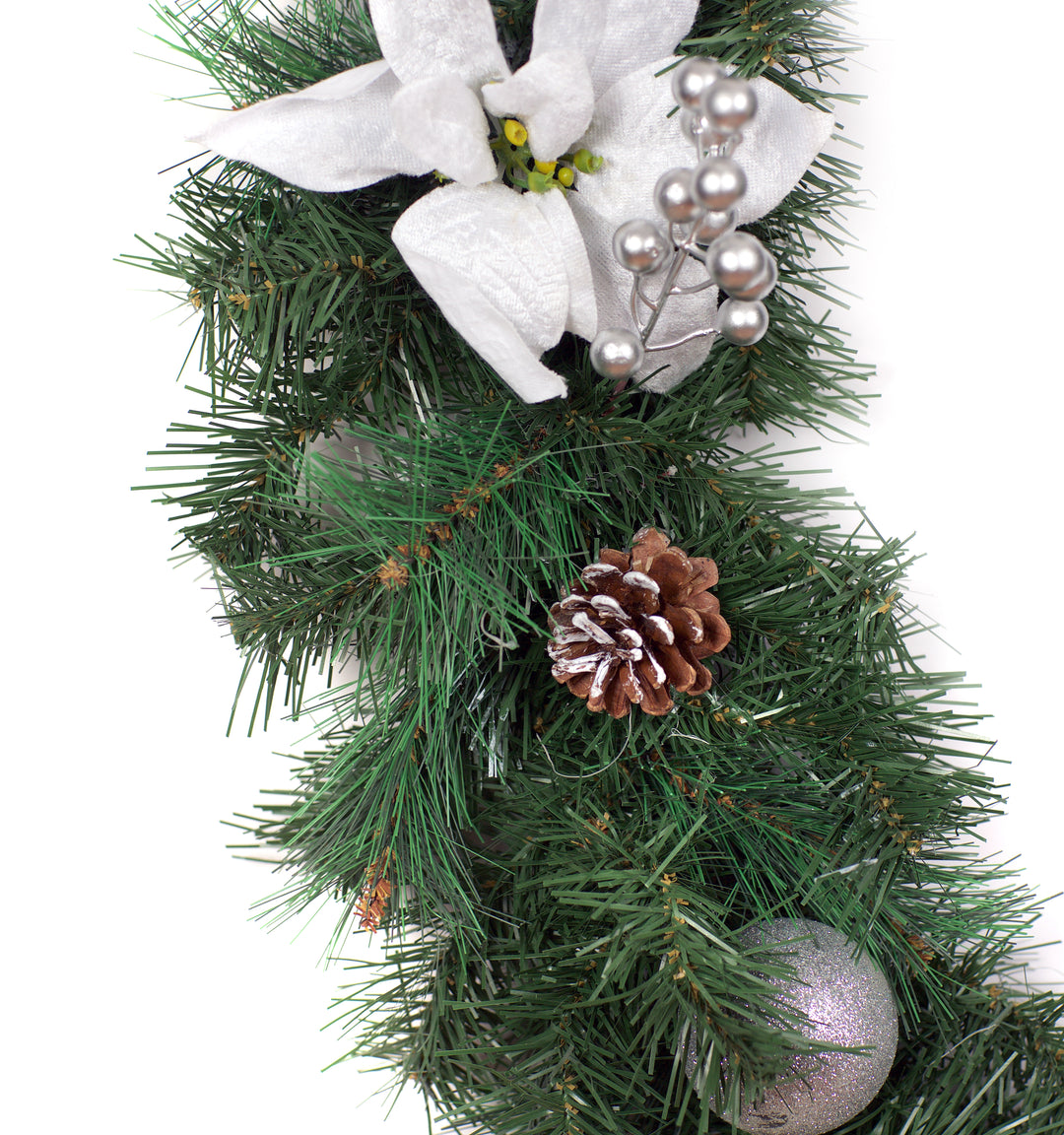 6ft - 9ft or 12ft White/Silver Christmas Garland - Optional Lights