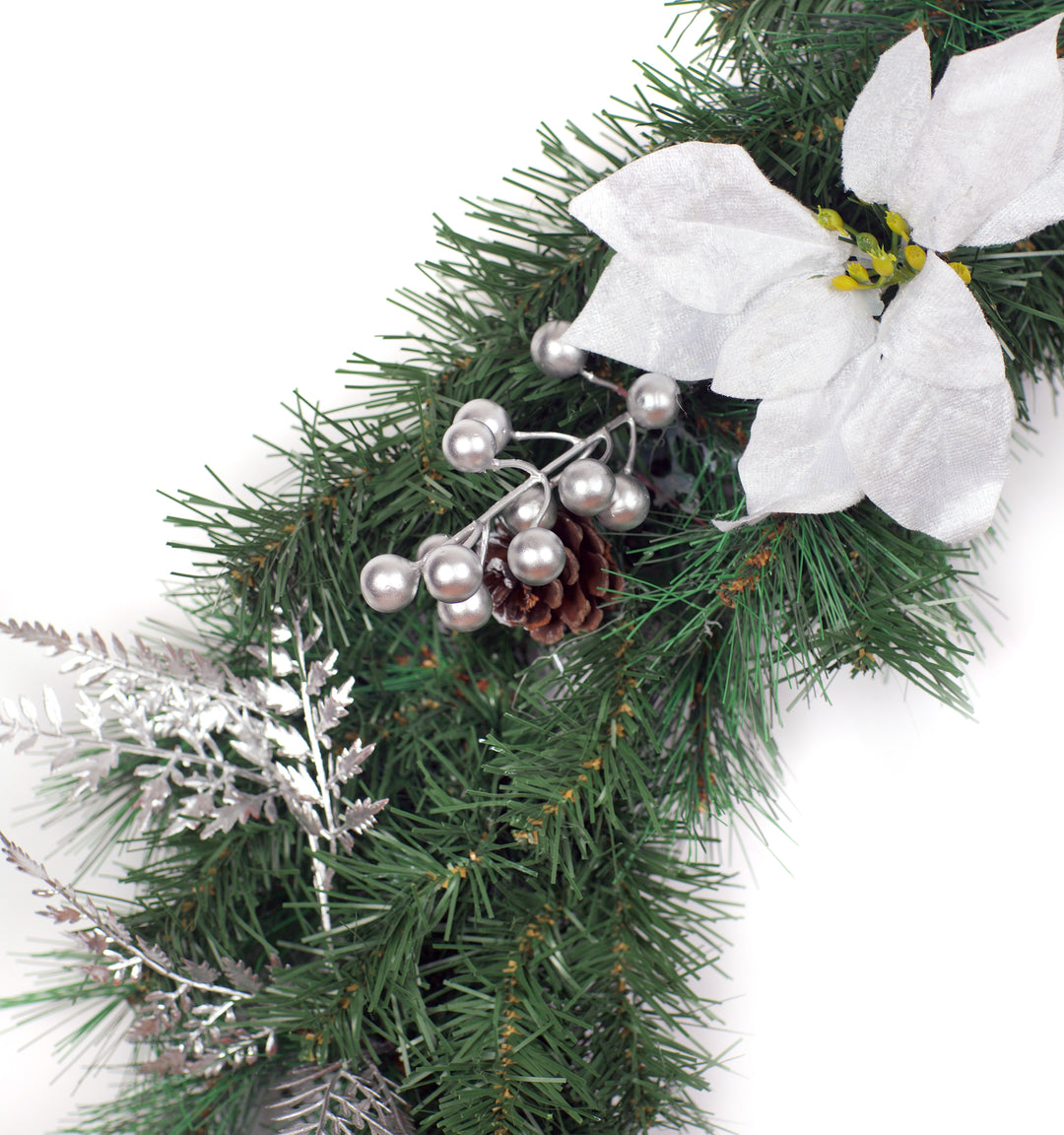 6ft - 9ft or 12ft White/Silver Christmas Garland - Optional Lights