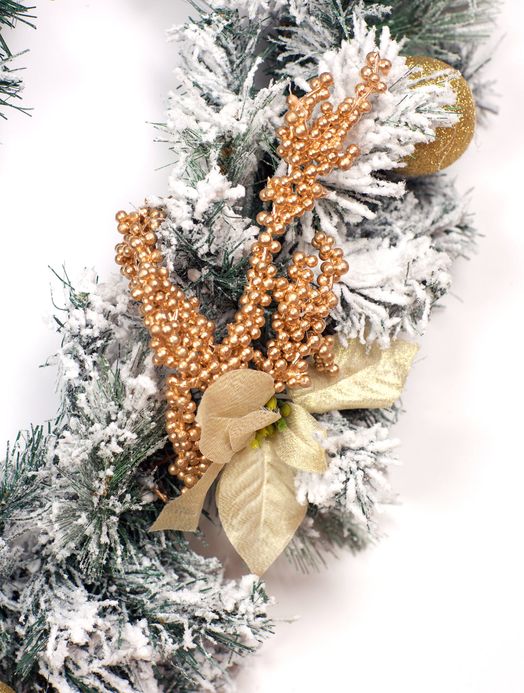 6ft - 9ft or 12ft Frosted Gold Christmas Garland - Optional Lights