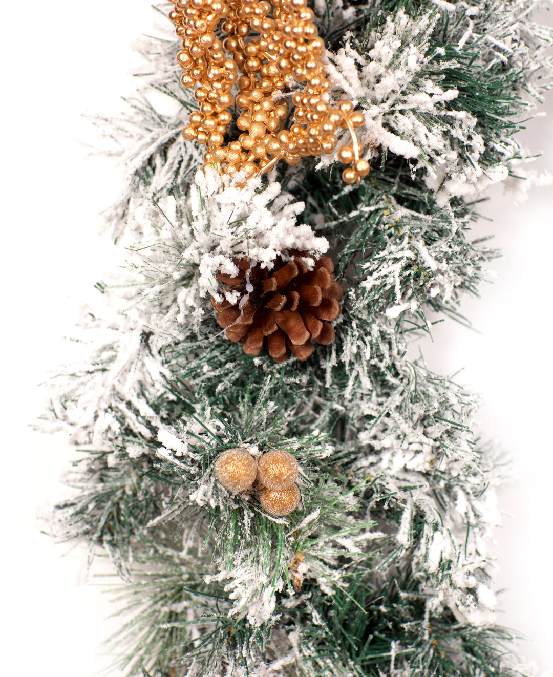 6ft - 9ft or 12ft Frosted Gold Christmas Garland - Optional Lights