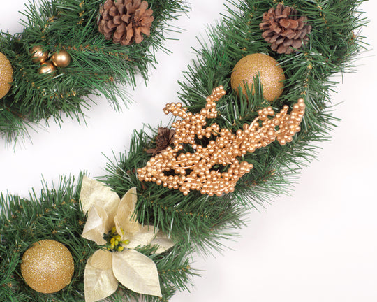 Best Artificial Christmas 6ft-9ft-12ft Gold Decorated Garland - Optional Lights