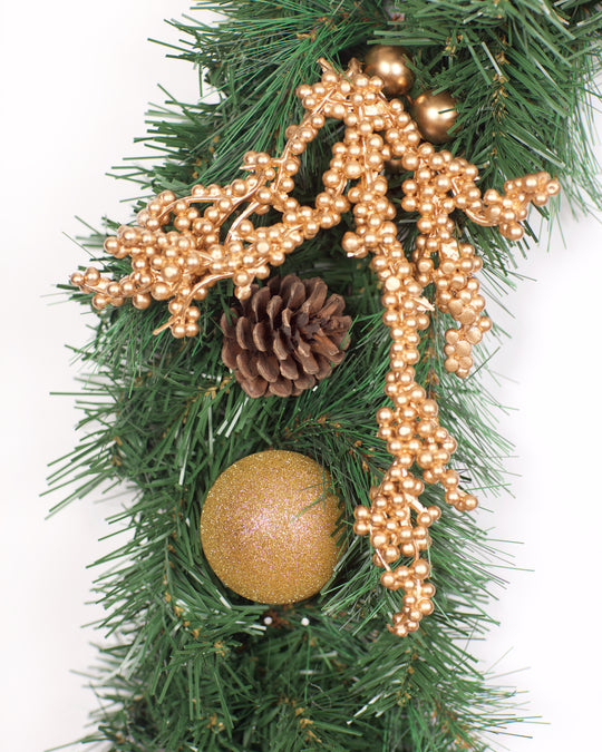 Best Artificial Christmas 6ft-9ft-12ft Gold Decorated Garland - Optional Lights