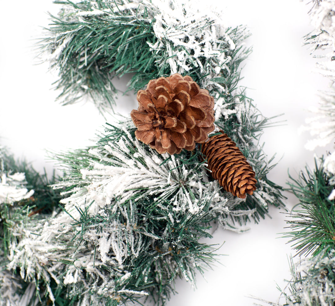 Best Artificial 6ft-9ft-12ft Frosted Luxury Christmas Garland with Pine Cones - Optional Lights