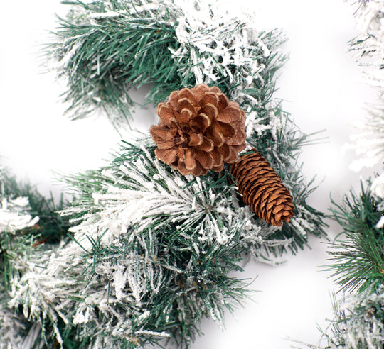 Best Artificial 6ft-9ft-12ft Frosted Luxury Christmas Garland with Pine Cones - Optional Lights