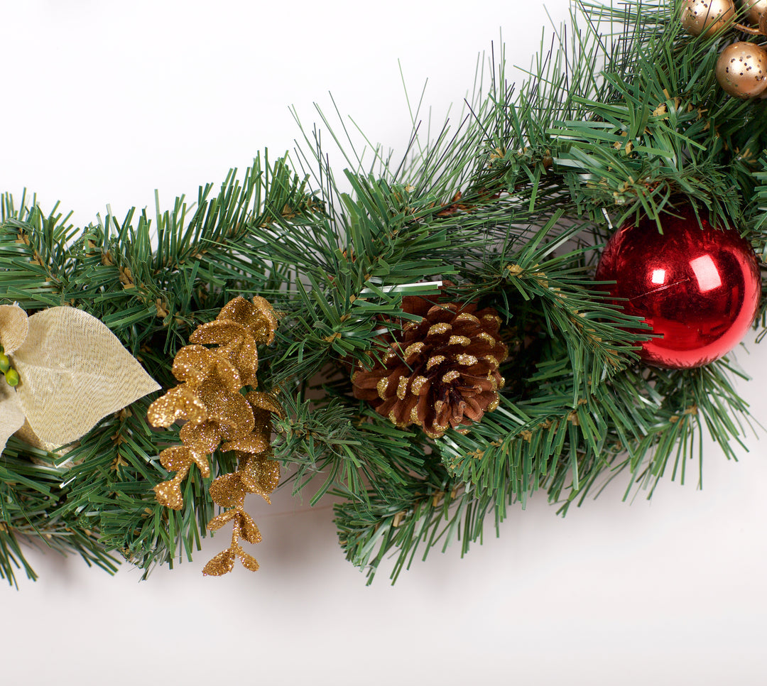 Best Artificial Christmas 6ft-9ft-12ft Copper, Bronze & Gold Decorated Christmas Garland With Gold Dusted Acorns - Optional Lights