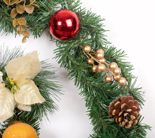 Best Artificial Christmas 6ft-9ft-12ft Copper, Bronze & Gold Decorated Christmas Garland With Gold Dusted Acorns - Optional Lights