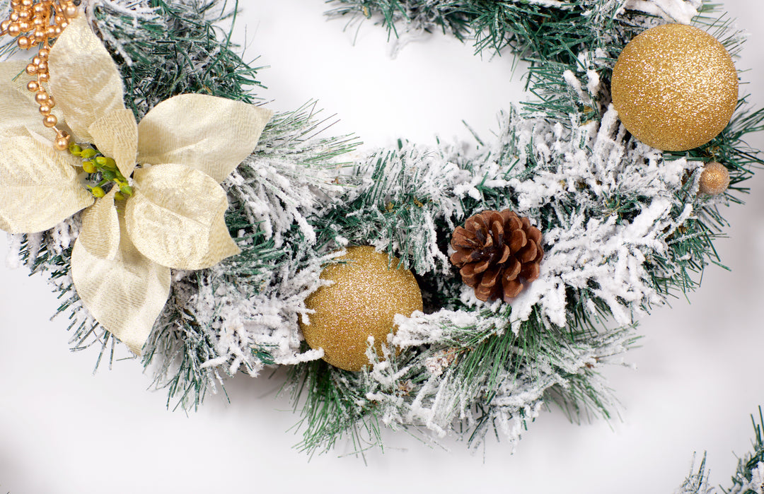 6ft - 9ft or 12ft Frosted Gold Christmas Garland - Optional Lights