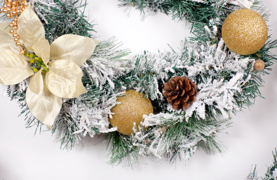 6ft - 9ft or 12ft Frosted Gold Christmas Garland - Optional Lights
