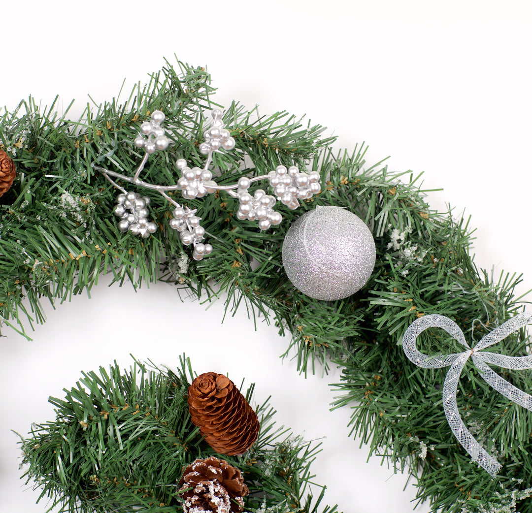6ft - 9ft or 12ft Decorated Frozen Christmas Garland with Realistic Ice Crystals - Optional Lights