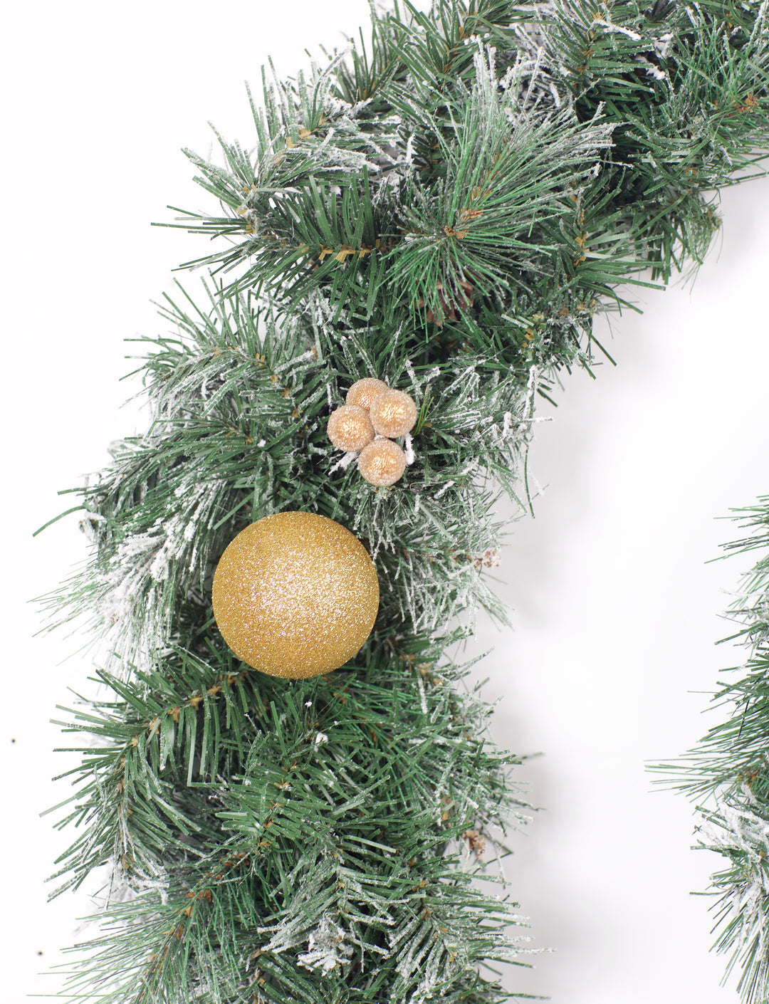 6ft - 9ft or 12ft Frosted Gold Christmas Garland - Optional Lights