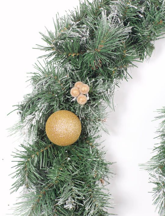 6ft - 9ft or 12ft Frosted Gold Christmas Garland - Optional Lights