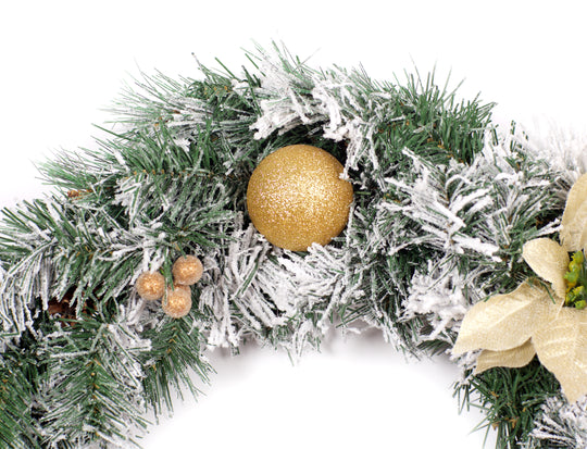 6ft - 9ft or 12ft Frosted Gold Christmas Garland - Optional Lights