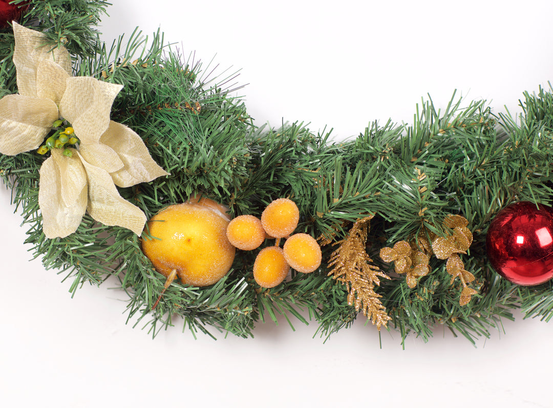 Best Artificial Christmas 6ft-9ft-12ft Copper, Bronze & Gold Decorated Christmas Garland With Gold Dusted Acorns - Optional Lights