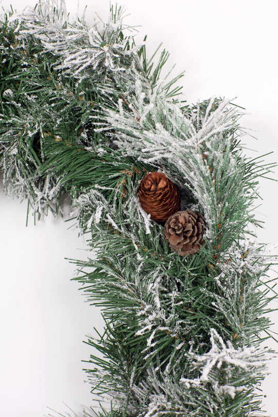Best Artificial 6ft-9ft-12ft Frosted Luxury Christmas Garland with Pine Cones - Optional Lights