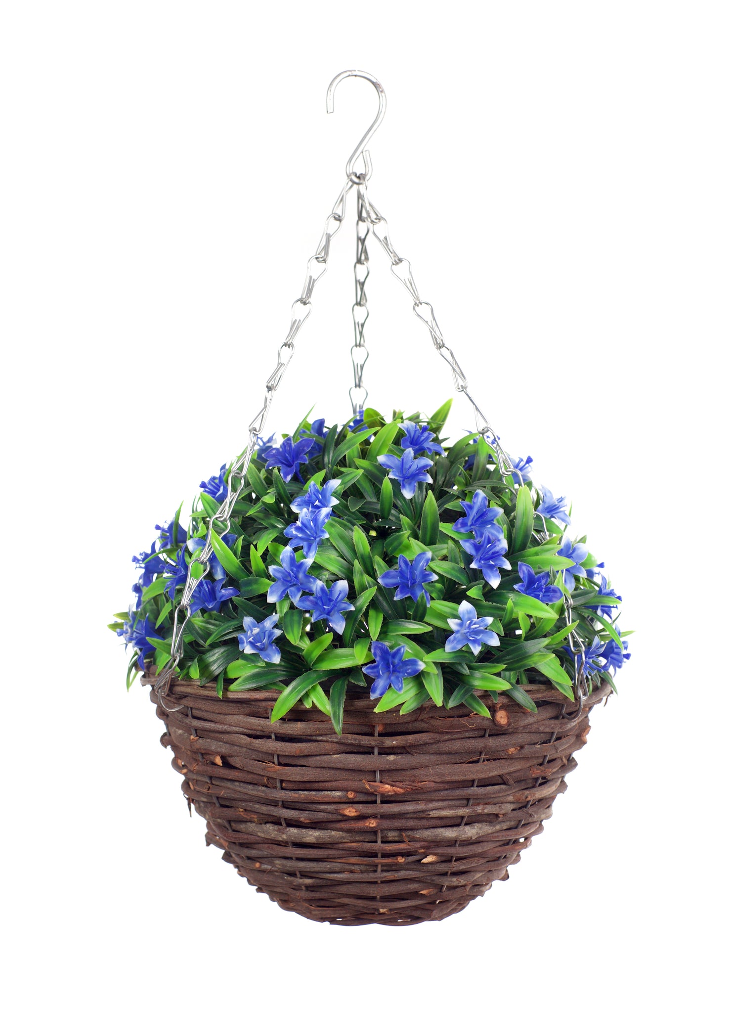 Best Artificial 23cm Lily Hanging Basket - Suitable for Outdoor Use - Weather Resistant (Blue)