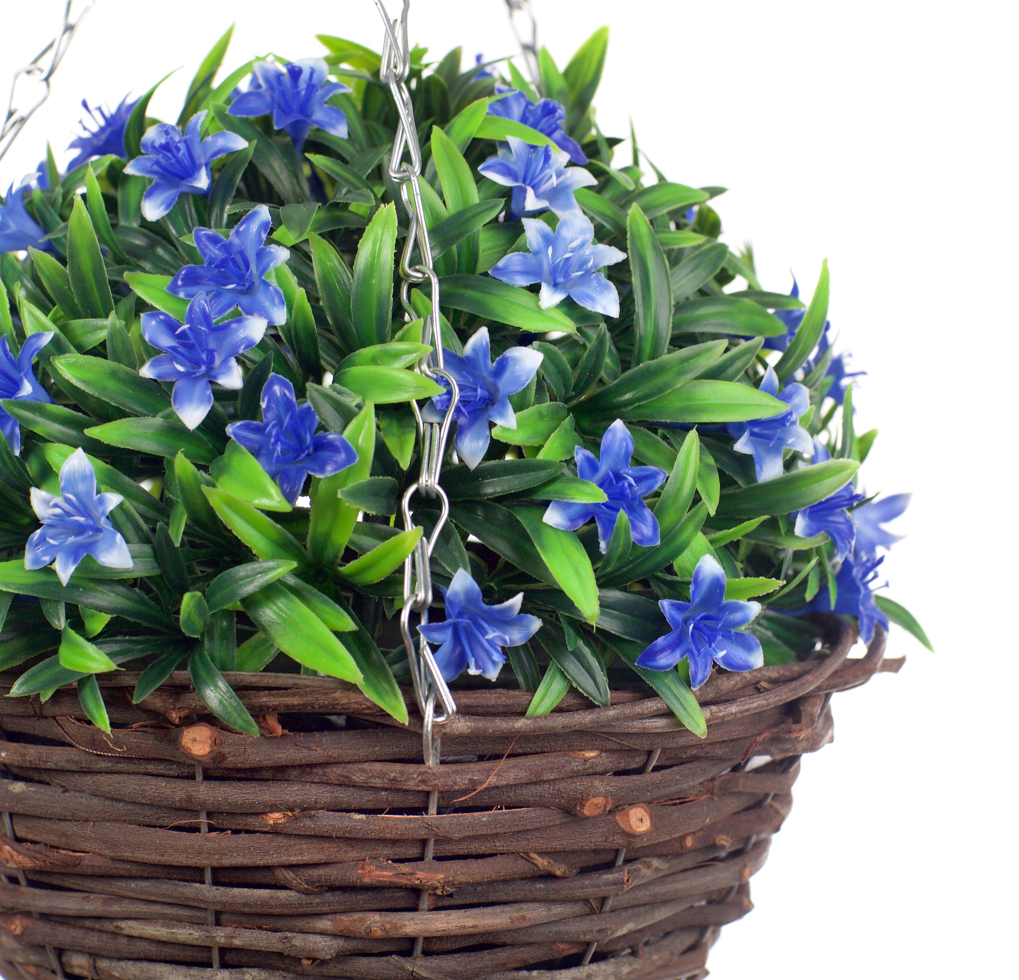 Pair Of Best Artificial 23cm Lily Hanging Baskets - Suitable for Outdoor Use - Weather Resistant (Blue)