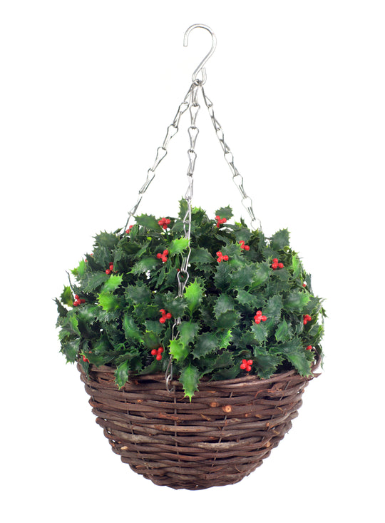 Best Artificial Christmas Holly Flower Hanging Basket