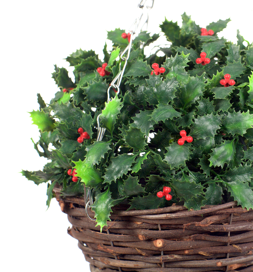 Best Artificial Christmas Holly Flower Hanging Basket