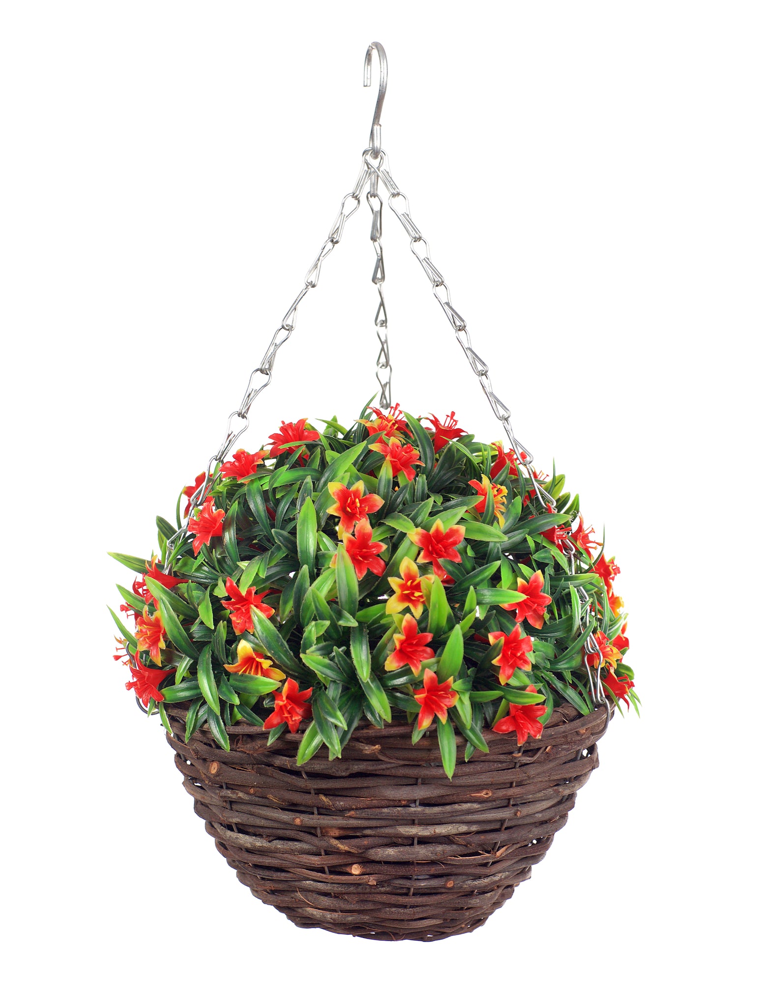 Best Artificial 23cm Lily Hanging Basket - Suitable for Outdoor Use - Weather Resistant (Orange)