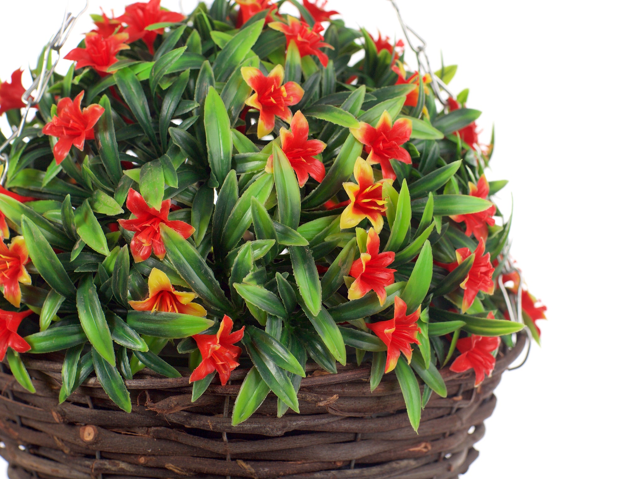 Best Artificial 23cm Lily Hanging Basket - Suitable for Outdoor Use - Weather Resistant (Orange)