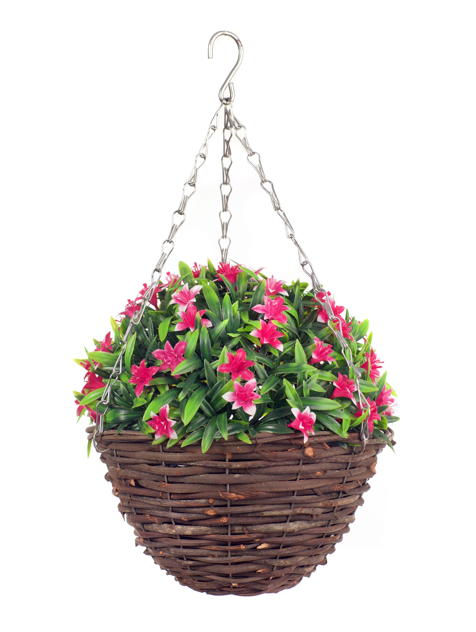 Best Artificial 23cm Lily Hanging Basket - Suitable for Outdoor Use - Weather Resistant (Pink)
