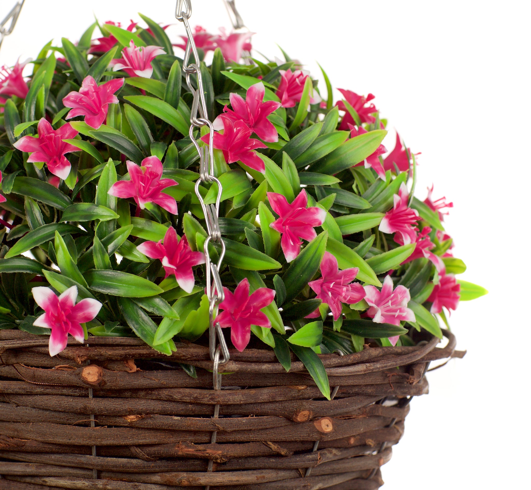 Best Artificial 23cm Lily Hanging Basket - Suitable for Outdoor Use - Weather Resistant (Pink)