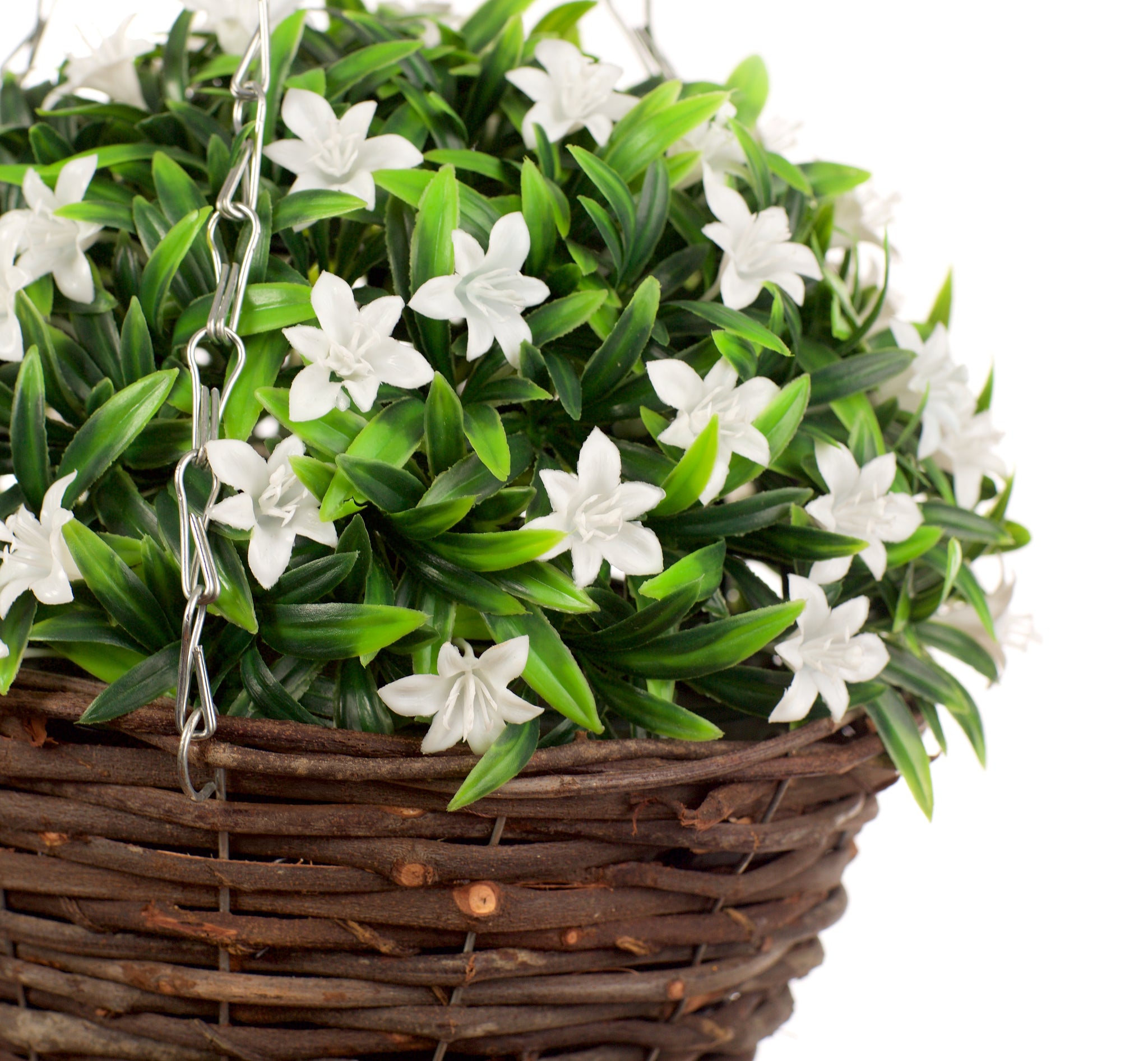 Pair Of Best Artificial 23cm Lily Hanging Baskets - Suitable for Outdoor Use - Weather Resistant (White)