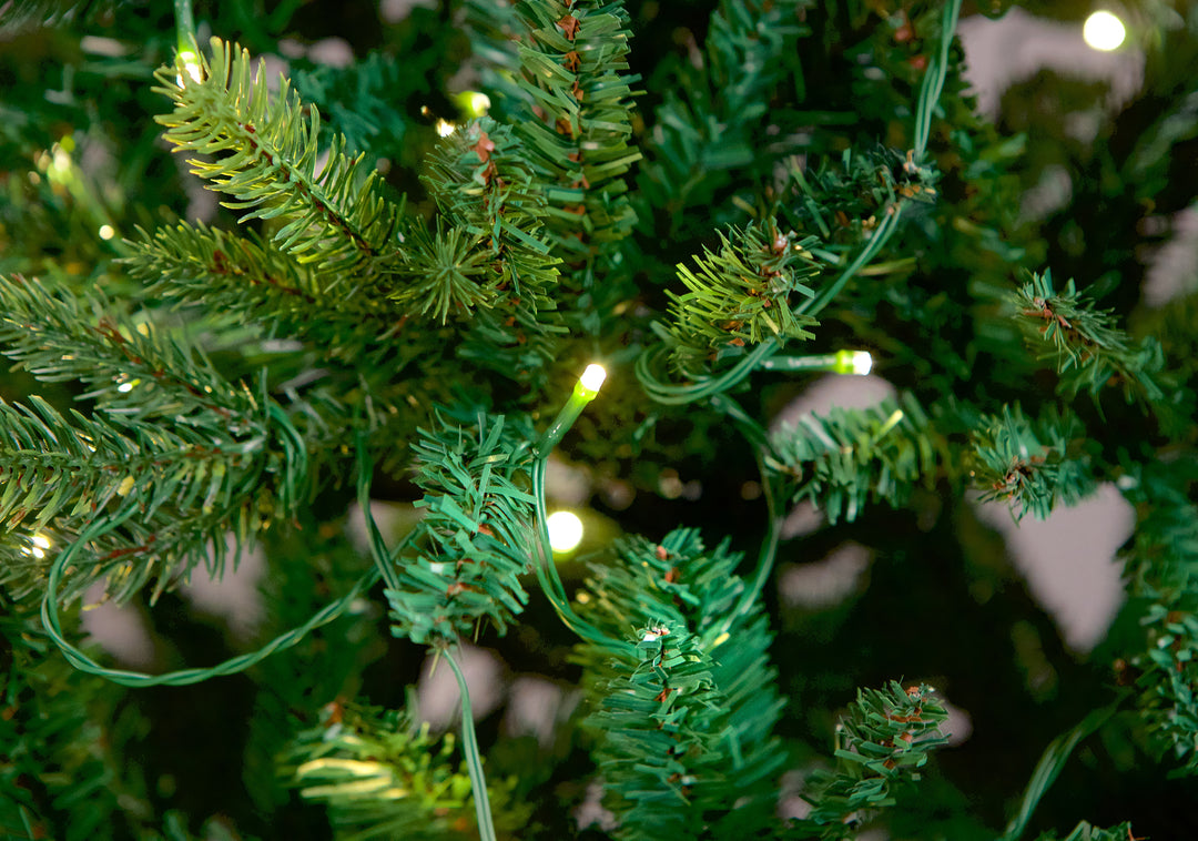 Best Artificial Balsam Fir Pre Lit Christmas Tree With Real Feel PE Tips, Hinged With LED Lights