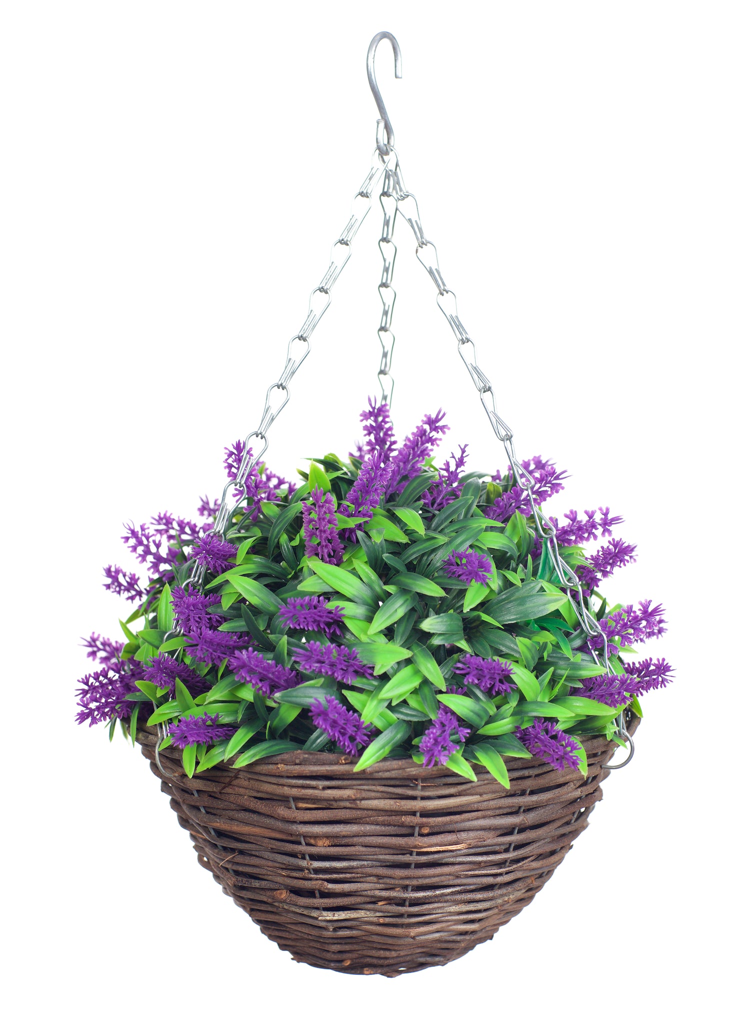 Pair Of Best Artificial 10 inch Lavender Hanging Baskets - Suitable for Outdoor Use - Weather Resistant (Purple)