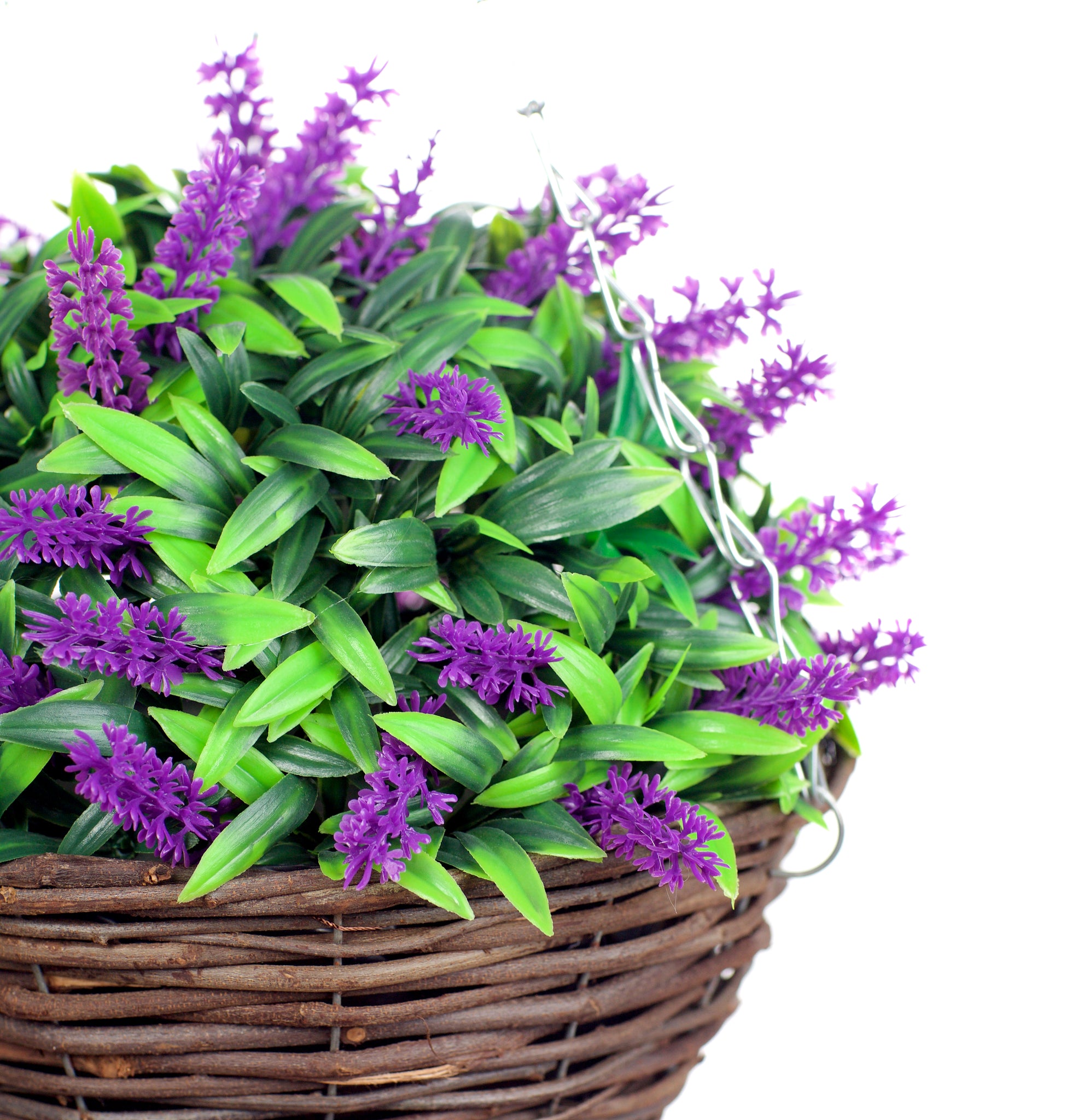 Best Artificial 10 inch Lavender Hanging Basket - Suitable for Outdoor Use - Weather Resistant (Purple)