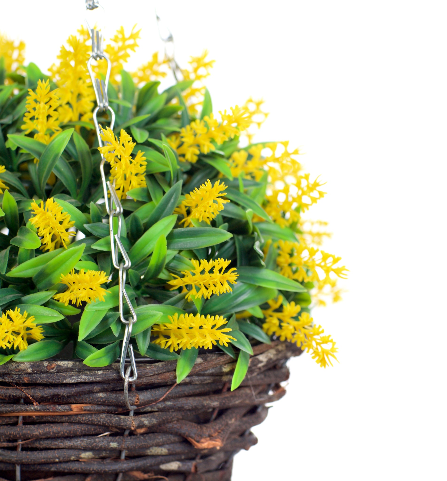 Best Artificial 10 inch Lavender Hanging Basket - Suitable for Outdoor Use - Weather Resistant (Yellow)
