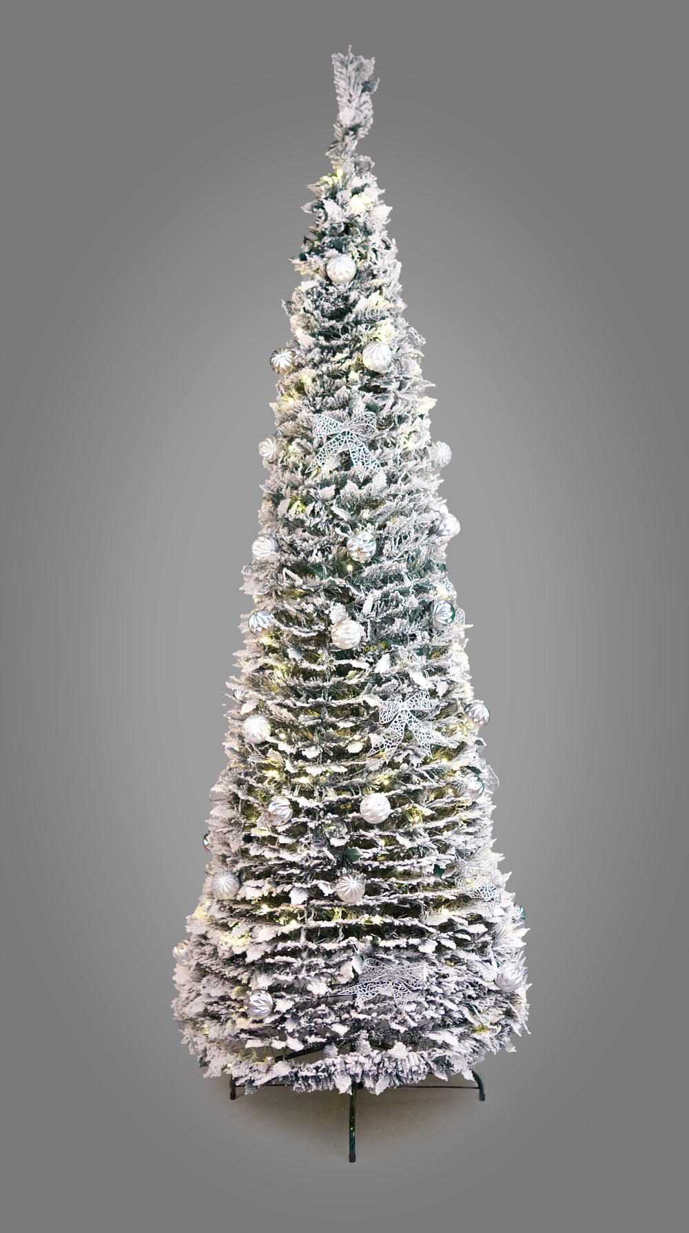 Best Artificial Frosted Pop-up Pre-Decorated Pre-Lit Christmas Trees (Battery Powered) - close-up