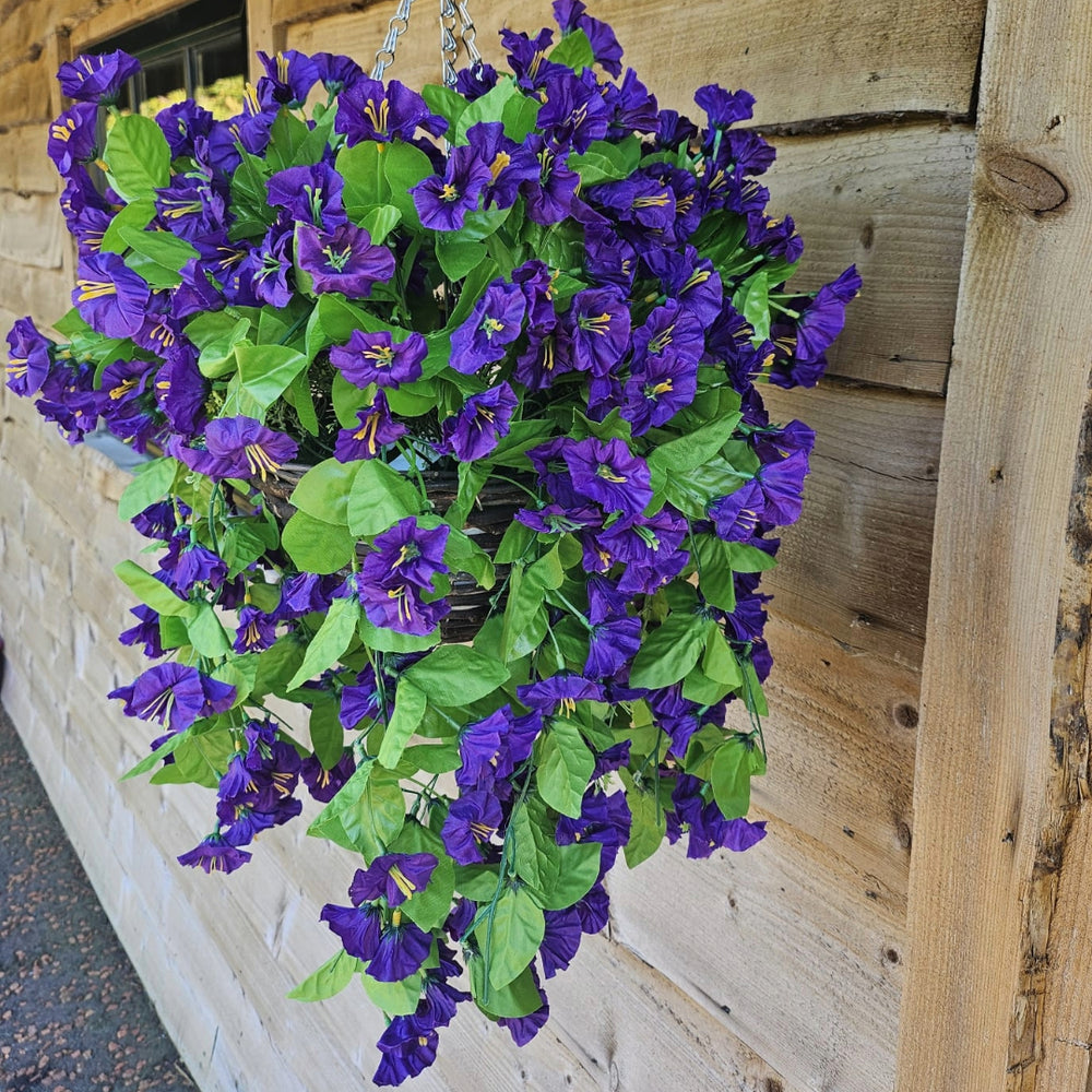Best Artificial 60cm Morning Glory Flower Display in 10" Wicker Rattan Basket - Suitable for Outdoor, Indoor and Garden