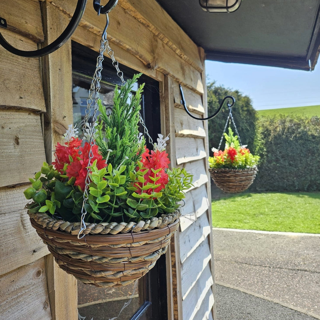 Pairs Of Best Artificial Hyacinth Diplays in 10 inch Woven Round Hanging Baskets