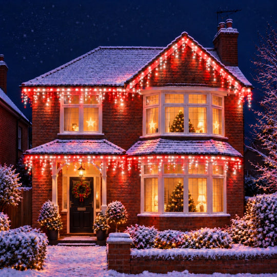 Outdoor Connectable Red & Bright White Christmas Icicle LED Lights Waterproof