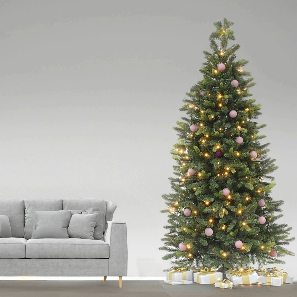 Best Artificial Battery Balsam Fir Pre Lit Christmas Tree With Real Feel PE Tips, Hinged With LED Lights