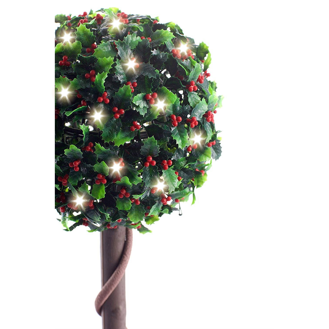 Best Artificial 2ft - 60cm Holly Ball Topiary Tree - Optional Lights