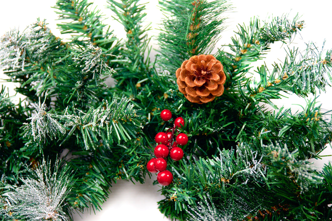 Best Artificial Christmas 6ft-9ft-12ft Frosted Red Garland - Optional Lights