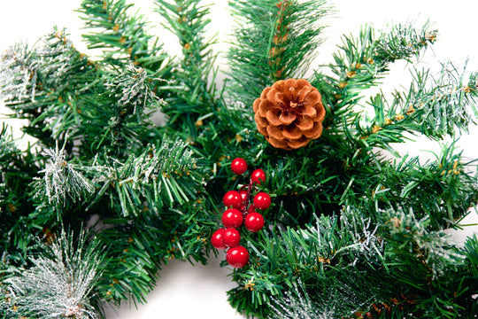Best Artificial Christmas 6ft-9ft-12ft Frosted Red Garland - Optional Lights