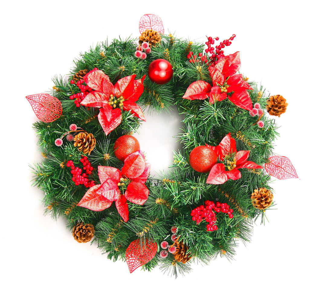 Best Artificial Christmas 60cm Decorated Outdoor Wreath