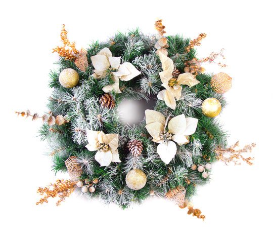 Best Artificial 60cm Frosted Red or Gold Outdoor Christmas Wreath