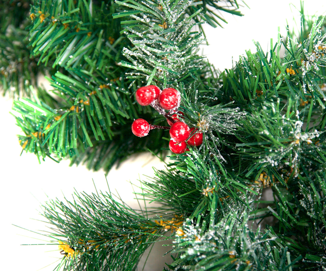 Best Artificial Christmas 6ft-9ft-12ft Frosted Red Garland - Optional Lights