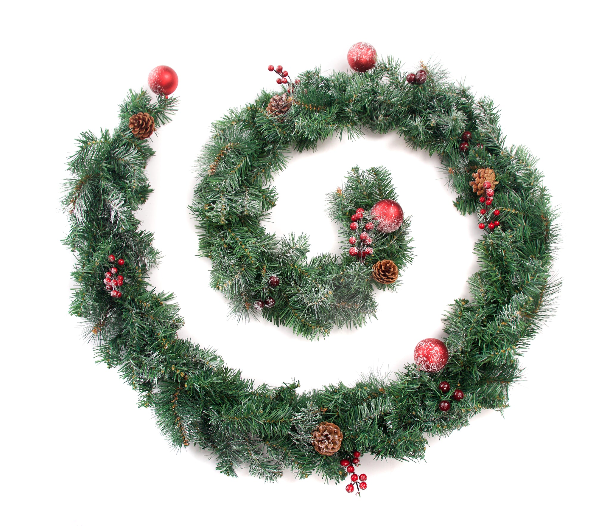 Best Artificial Christmas 6ft-9ft-12ft Frosted Red Garland - Optional Lights