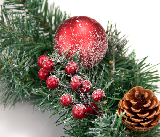 Best Artificial Christmas 6ft-9ft-12ft Frosted Red Garland - Optional Lights