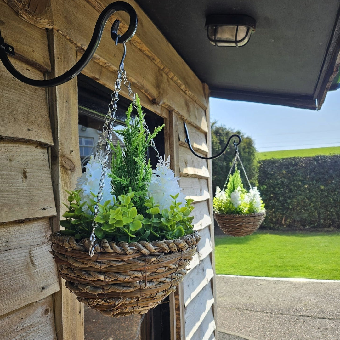 Pairs Of Best Artificial Hyacinth Diplays in 10 inch Woven Round Hanging Baskets