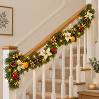 Best Artificial Christmas 6ft-9ft-12ft Copper, Bronze & Gold Decorated Christmas Garland With Gold Dusted Acorns - Optional Lights